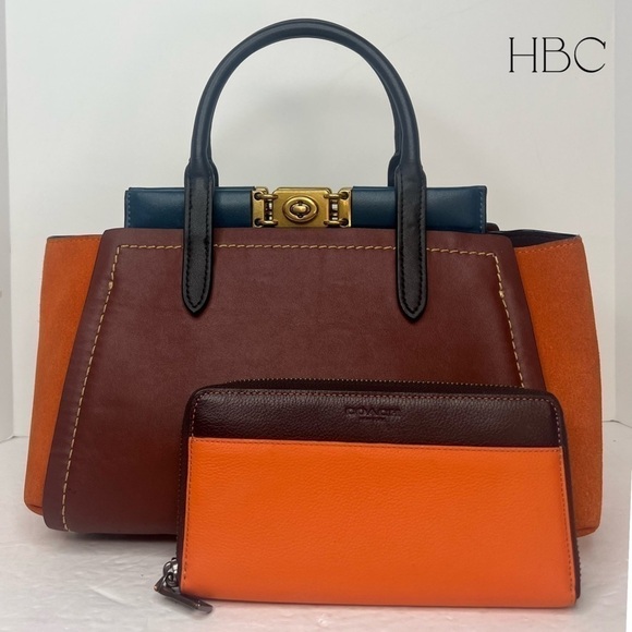 Coach Troupe Carryall in Colorblock F78545 Bag - Tan And Wallet Set - Picture 3 of 16